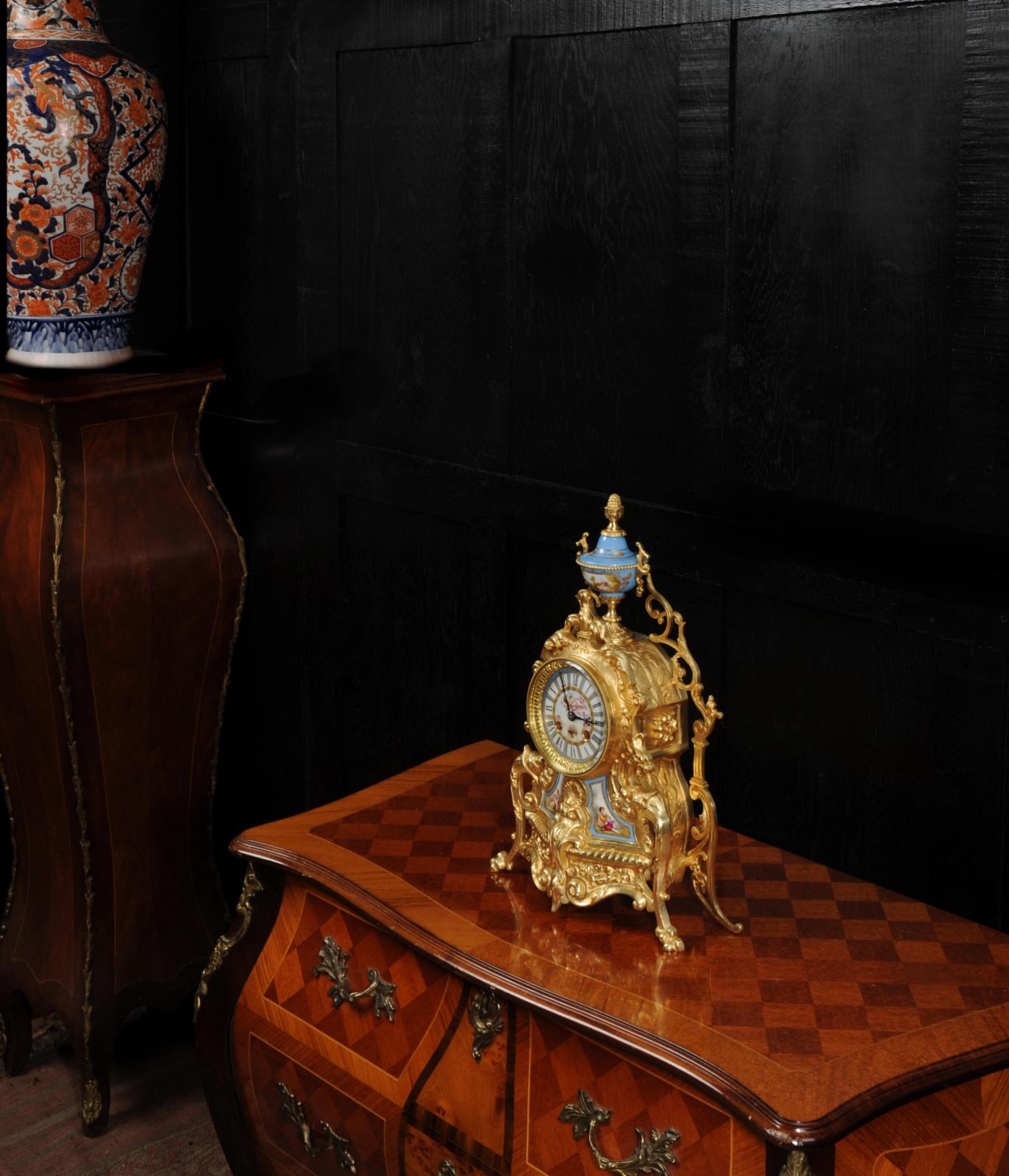 Antique French Sevres Porcelain and Gilt Bronze Clock 1