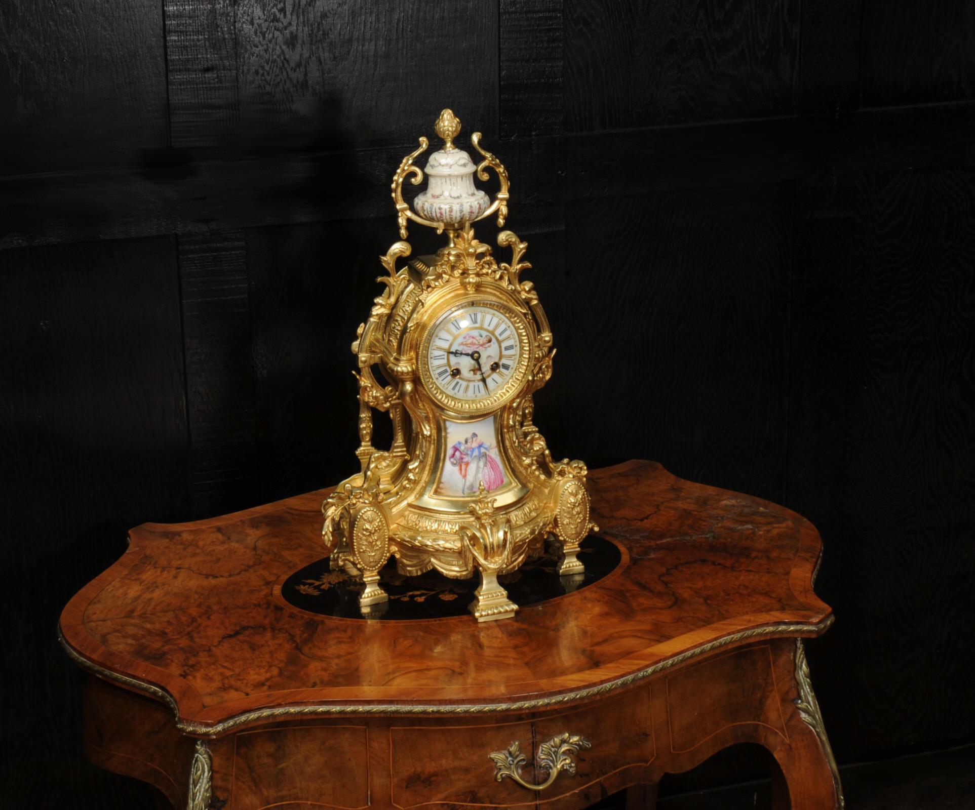Antique French Sevres Porcelain and Gilt Bronze Clock For Sale 2