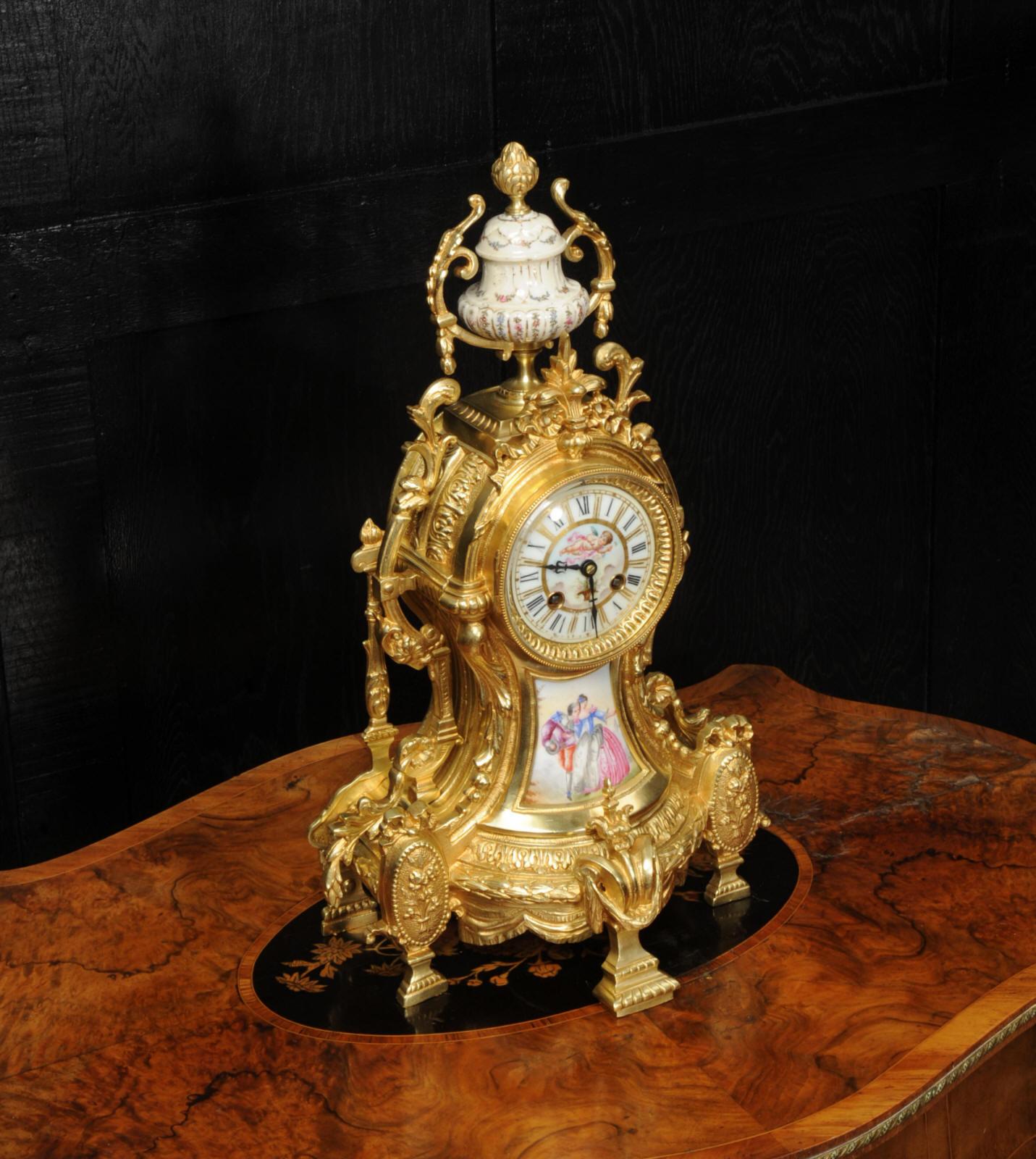 Antique French Sevres Porcelain and Gilt Bronze Clock For Sale 4