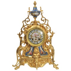 Antique French Sevres Porcelain and Gilt Bronze Clock