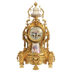 Vintage French Sevres Porcelain and Gilt Bronze Clock