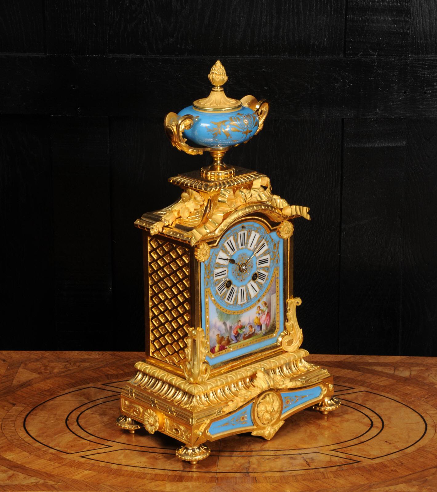 Antique French Sevres Porcelain and Ormolu Clock 4