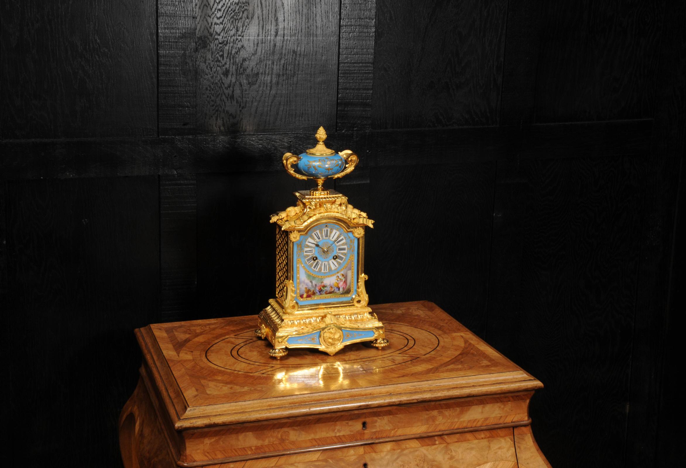 Louis XVI Antique French Sevres Porcelain and Ormolu Clock