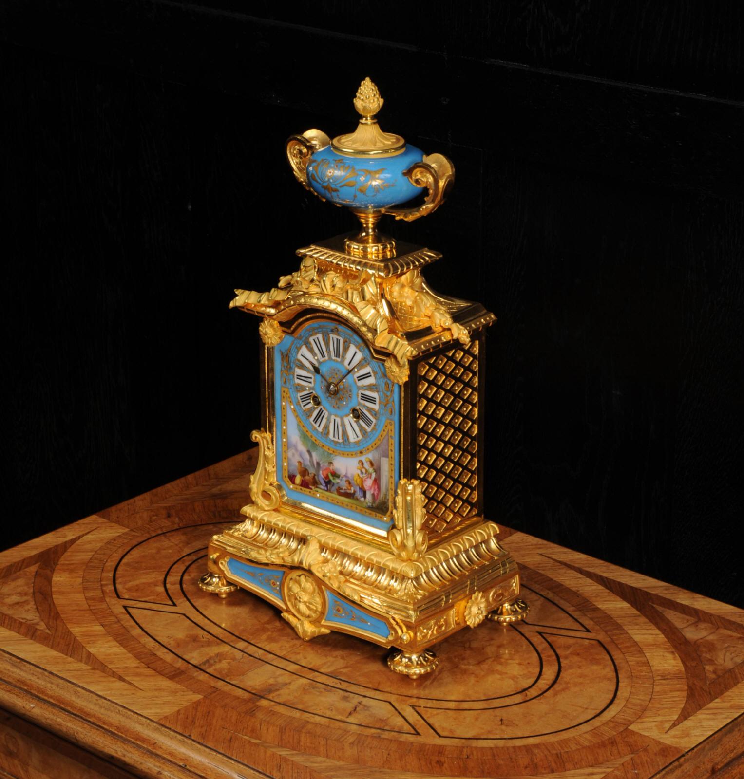 Antique French Sevres Porcelain and Ormolu Clock 1