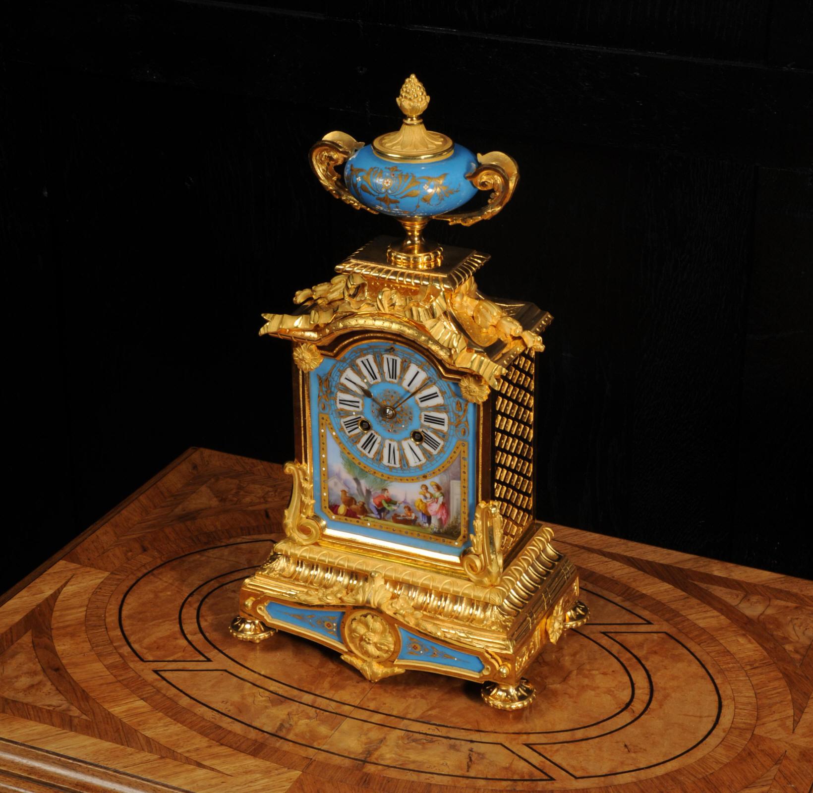 Antique French Sevres Porcelain and Ormolu Clock 2
