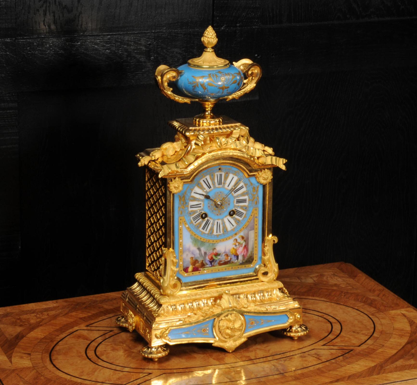 Antique French Sevres Porcelain and Ormolu Clock 3