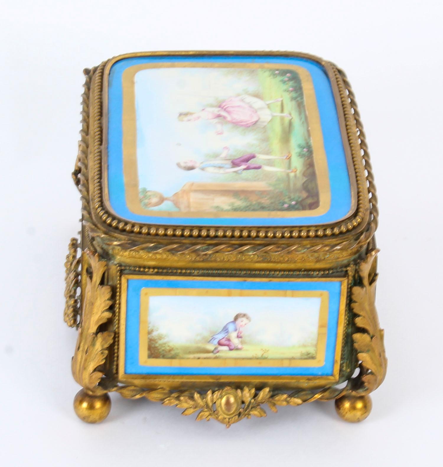 Antique French Sevres Porcelain and Ormolu Jewellery Casket, 19th Century 4