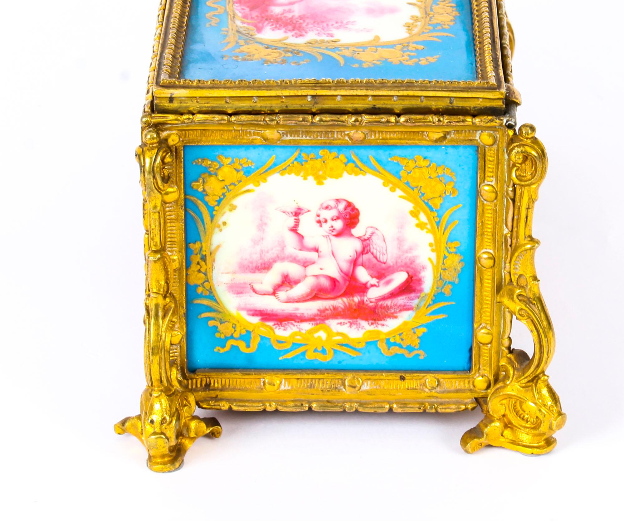 Antique French Sevres Porcelain and Ormolu Jewelry Casket, 19th Century For Sale 3