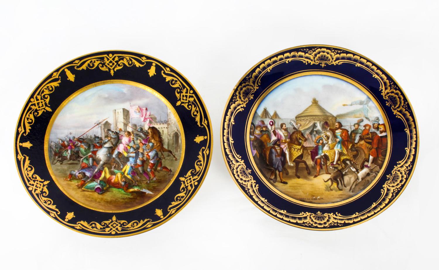 Ancienne assiette de cabinet française en porcelaine de Sèvres « Camp du Rap » (19ème siècle) en vente 2