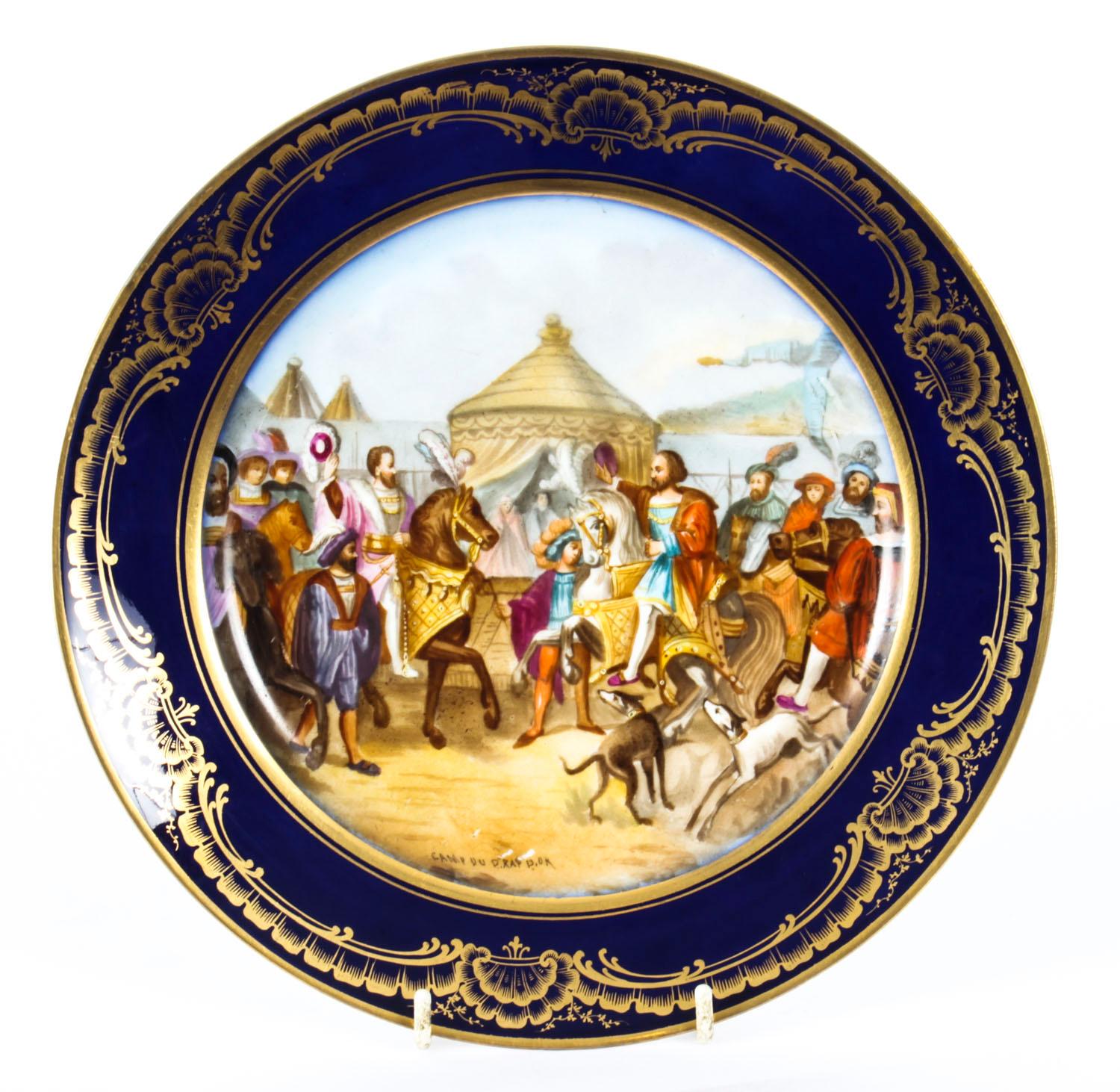 Ancienne assiette de cabinet française en porcelaine de Sèvres « Camp du Rap » (19ème siècle) en vente 3
