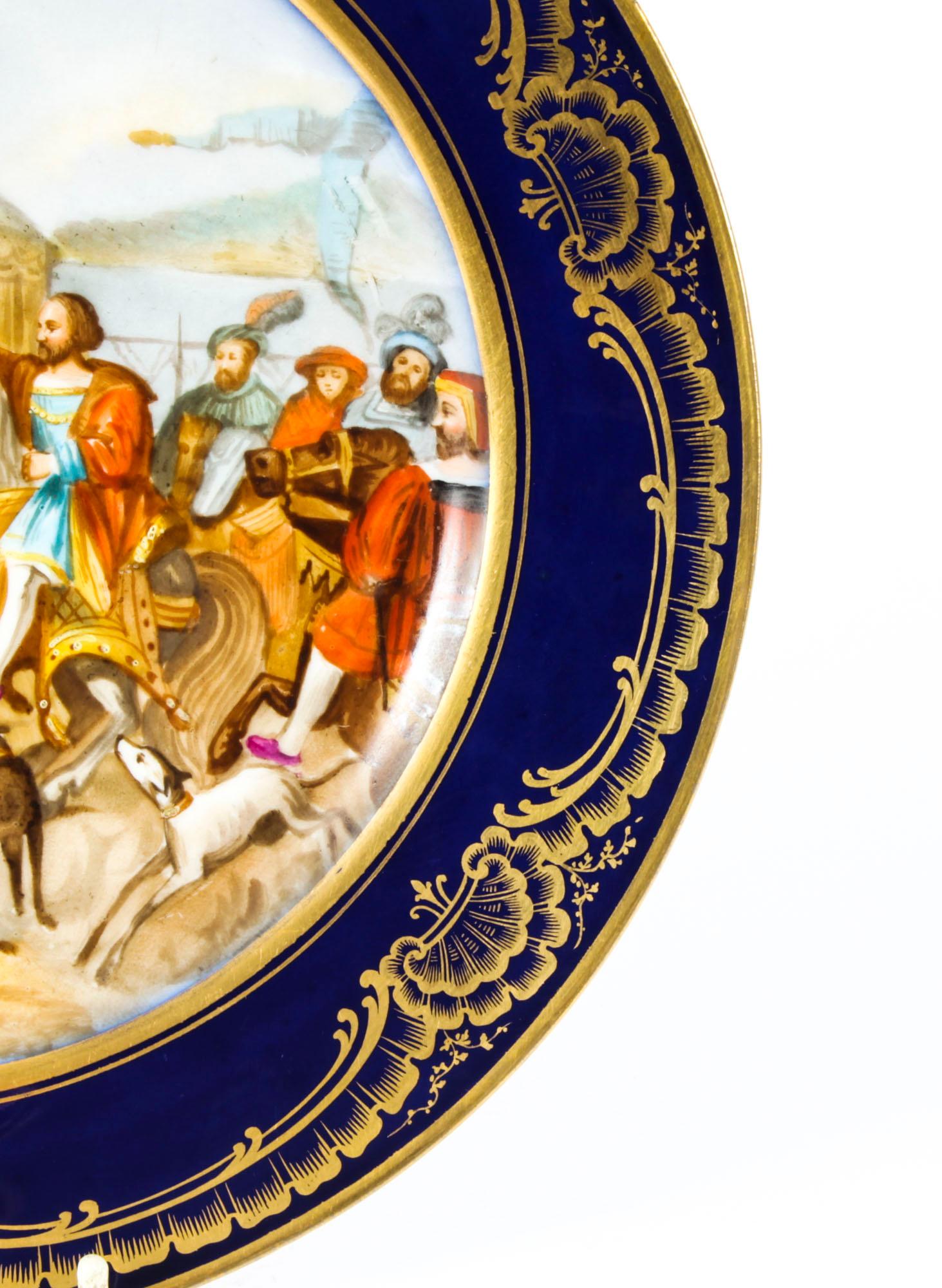 Fin du XIXe siècle Ancienne assiette de cabinet française en porcelaine de Sèvres « Camp du Rap » (19ème siècle) en vente