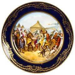 Antique French Sevres Porcelain Cabinet Plate "Camp du Rap" 19th Century