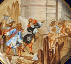 Antique French Sevres Porcelain Gilt Plate "Prise de Valence", 19th Century