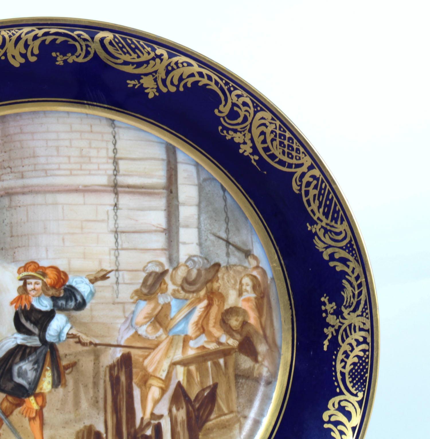 Antique French Sevres Porcelain Gilt Plate 