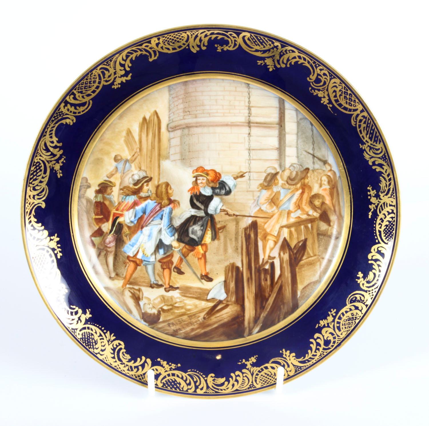 Antique French Sevres Porcelain Gilt Plate 