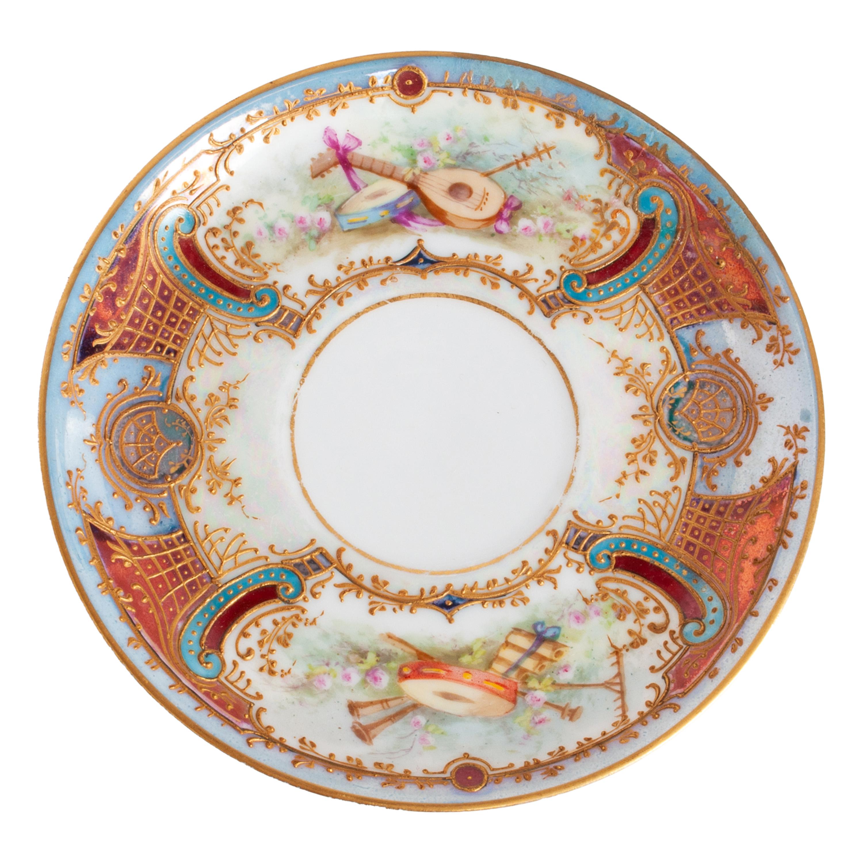 Antique French Sèvres Porcelain Neoclassical 8 Piece Tete-A-Tete Tea Set 1900 in vendita 4
