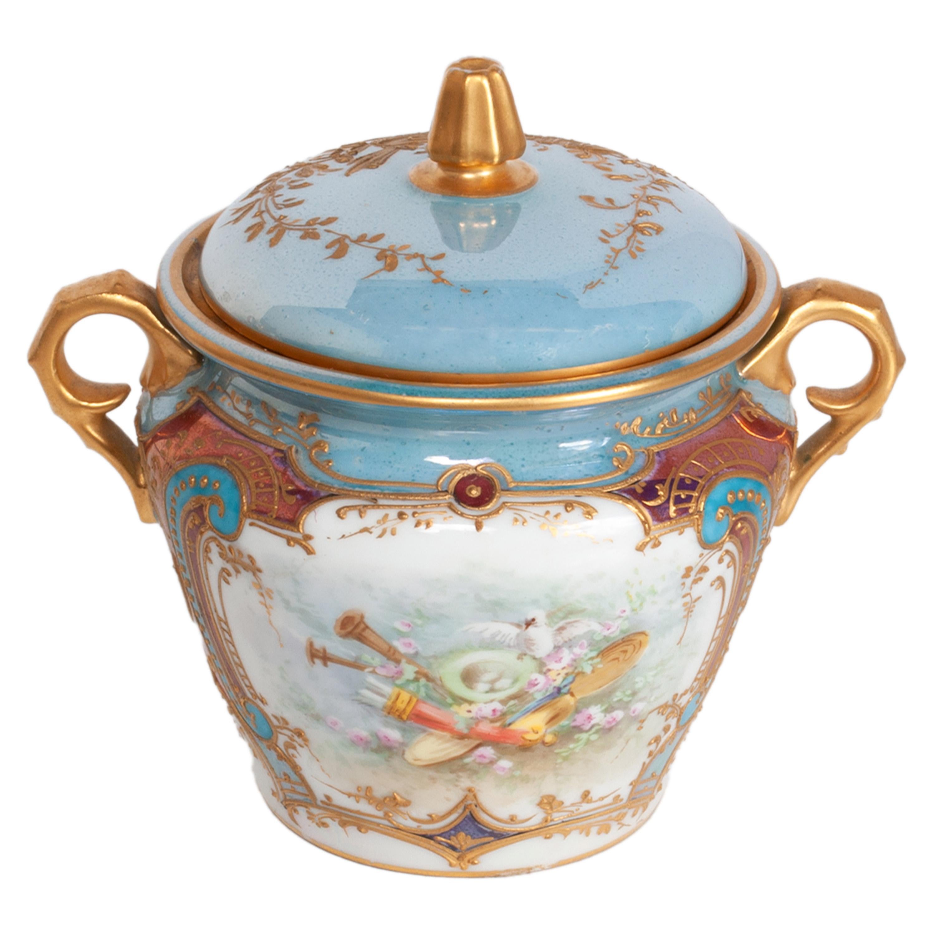 Antique French Sèvres Porcelain Neoclassical 8 Piece Tete-A-Tete Tea Set 1900 in vendita 6