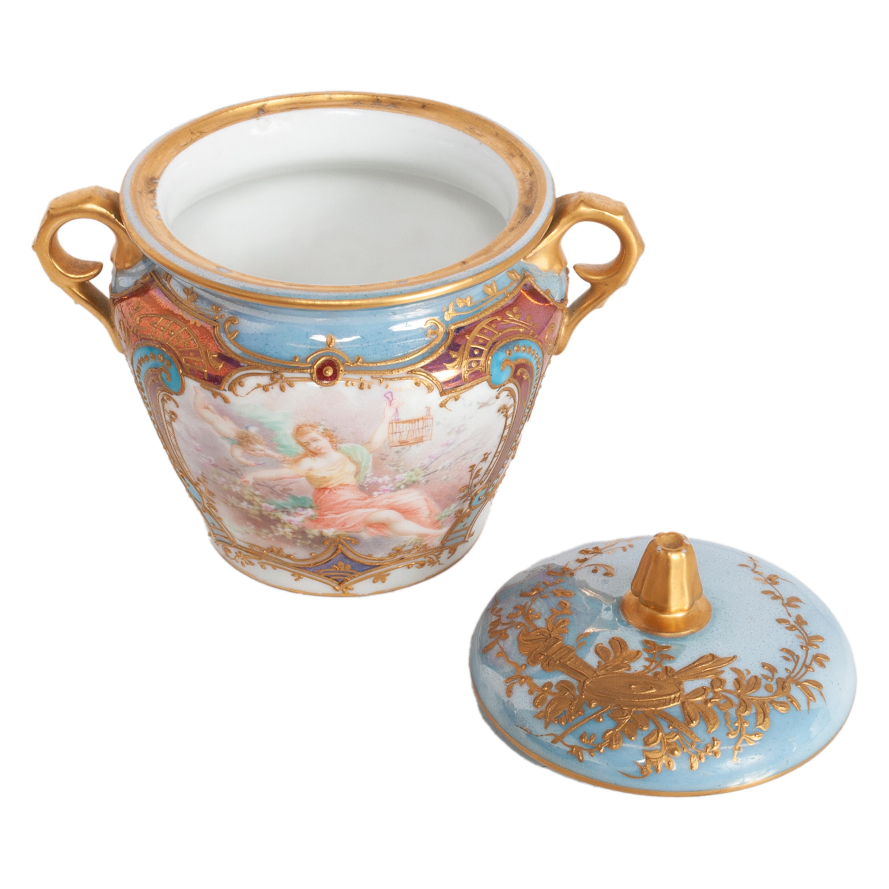 Antique French Sèvres Porcelain Neoclassical 8 Piece Tete-A-Tete Tea Set 1900 in vendita 7