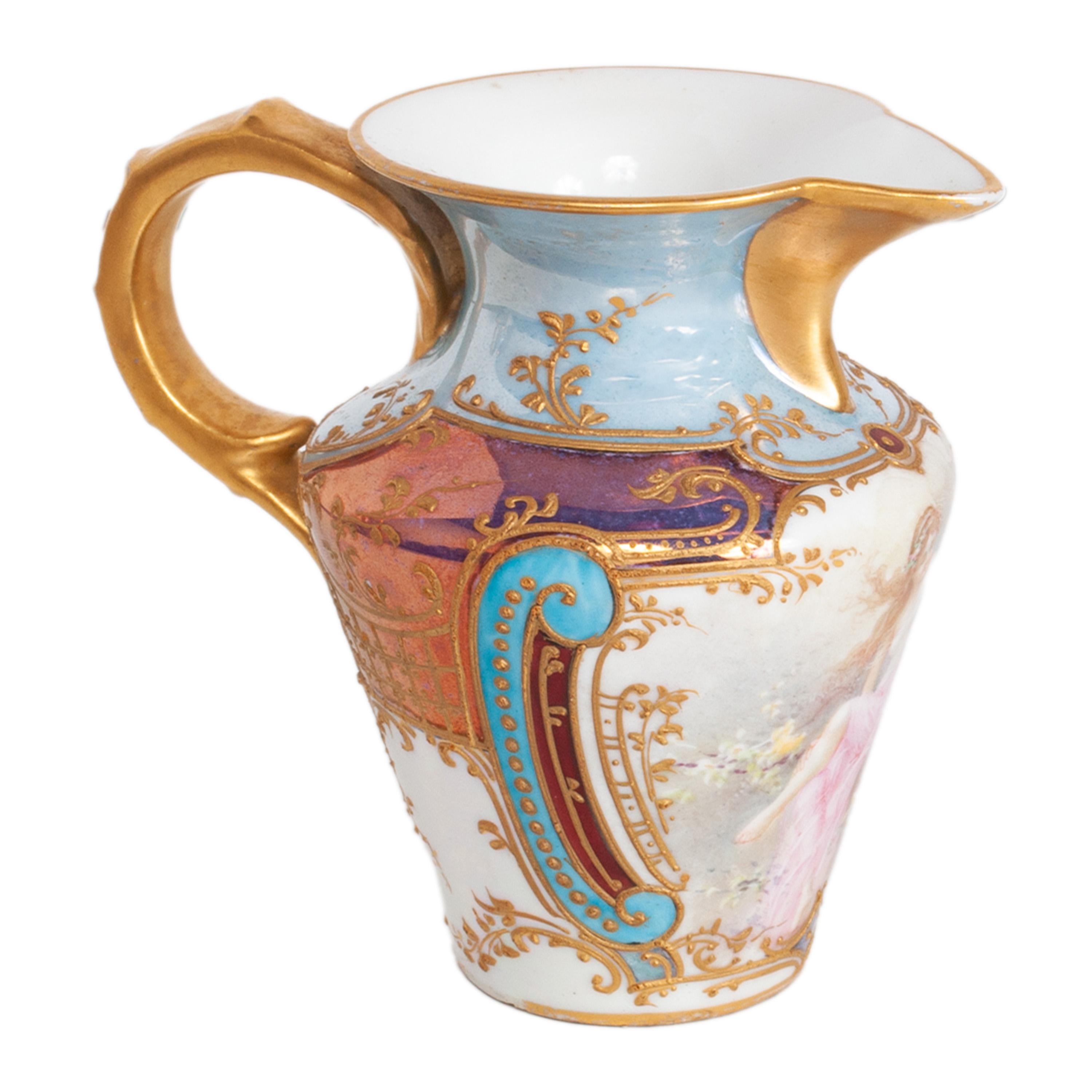 Antique French Sèvres Porcelain Neoclassical 8 Piece Tete-A-Tete Tea Set 1900 in vendita 8