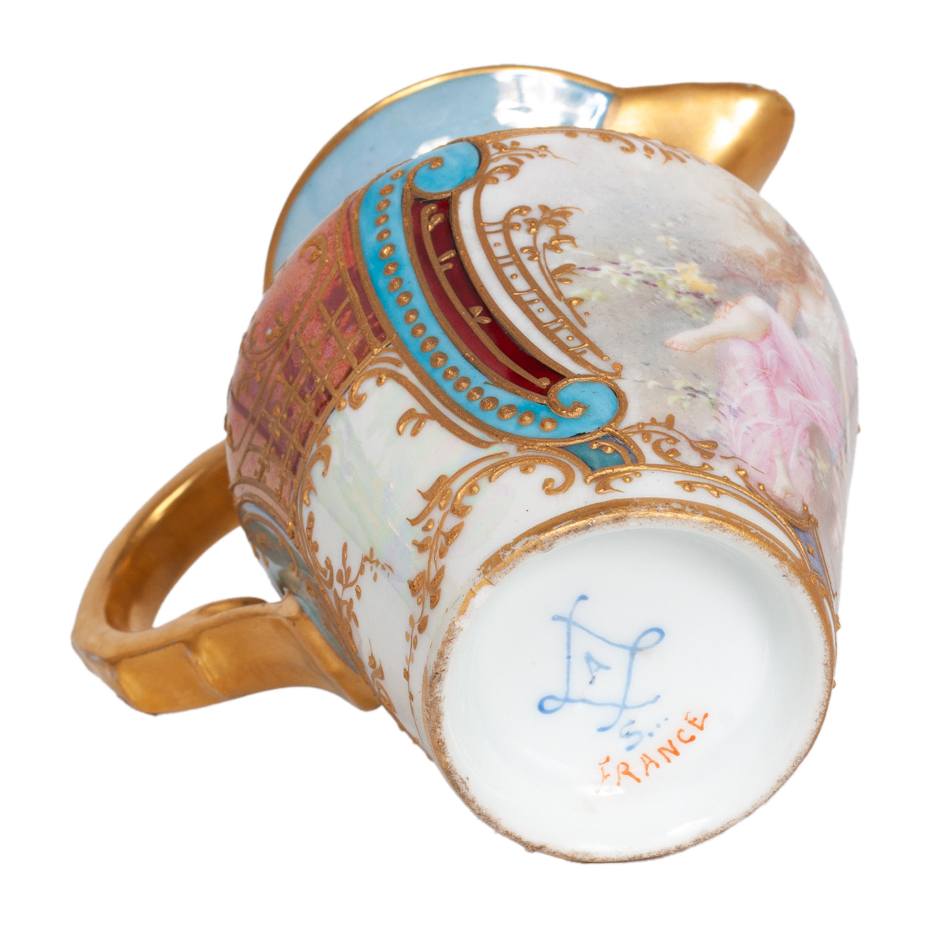 Antique French Sèvres Porcelain Neoclassical 8 Piece Tete-A-Tete Tea Set 1900 in vendita 10