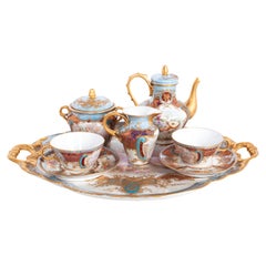 Antique French Sevres Porcelain Neoclassical 8 Piece Tete-A-Tete Tea Set 1900