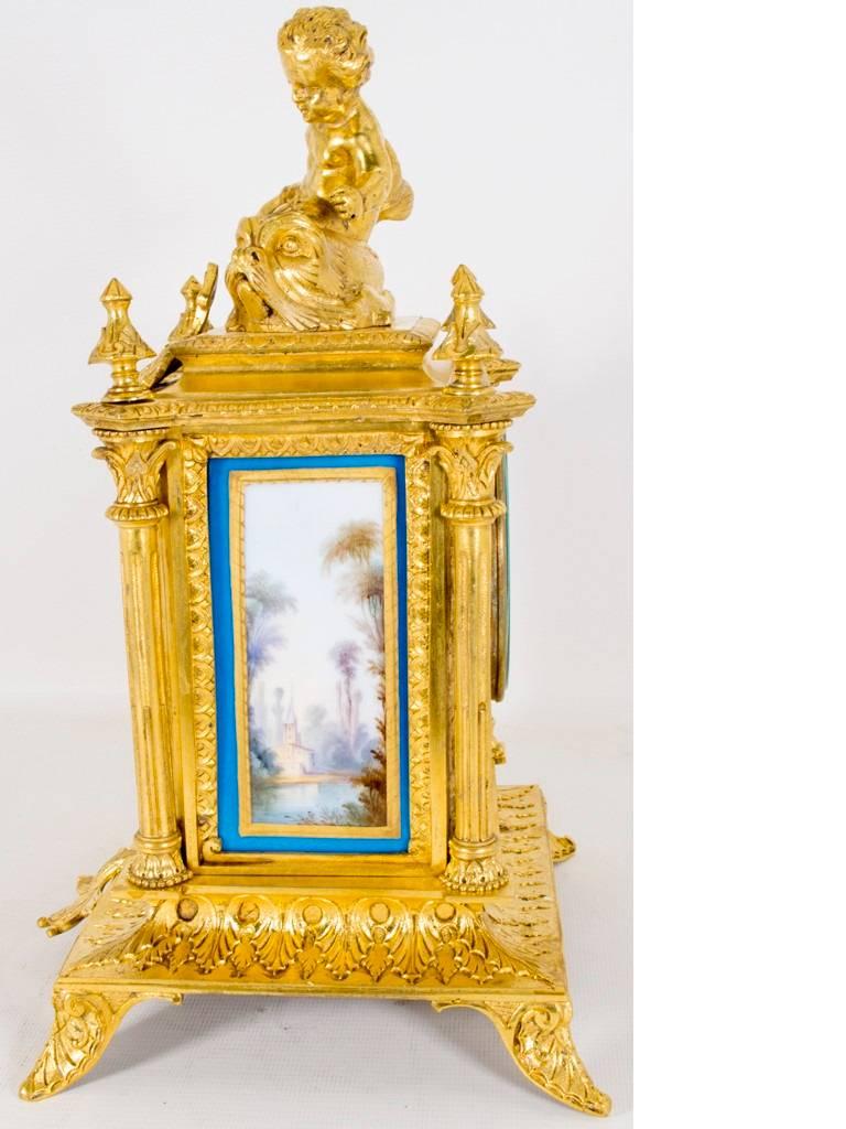 Antique French Sèvres Porcelain Ormolu Clock 19th Century, circa 1870 In Excellent Condition In London, GB