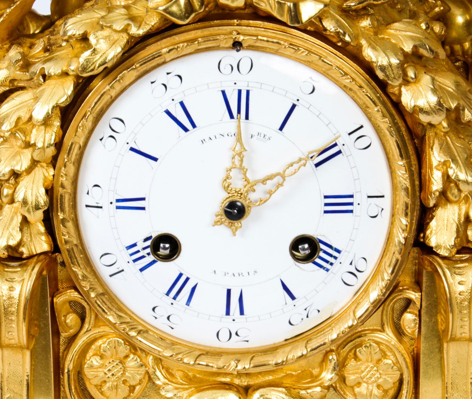 Antique French Sevres Porcelain Ormolu Clock by Raingo Freres, 19th Century For Sale 7