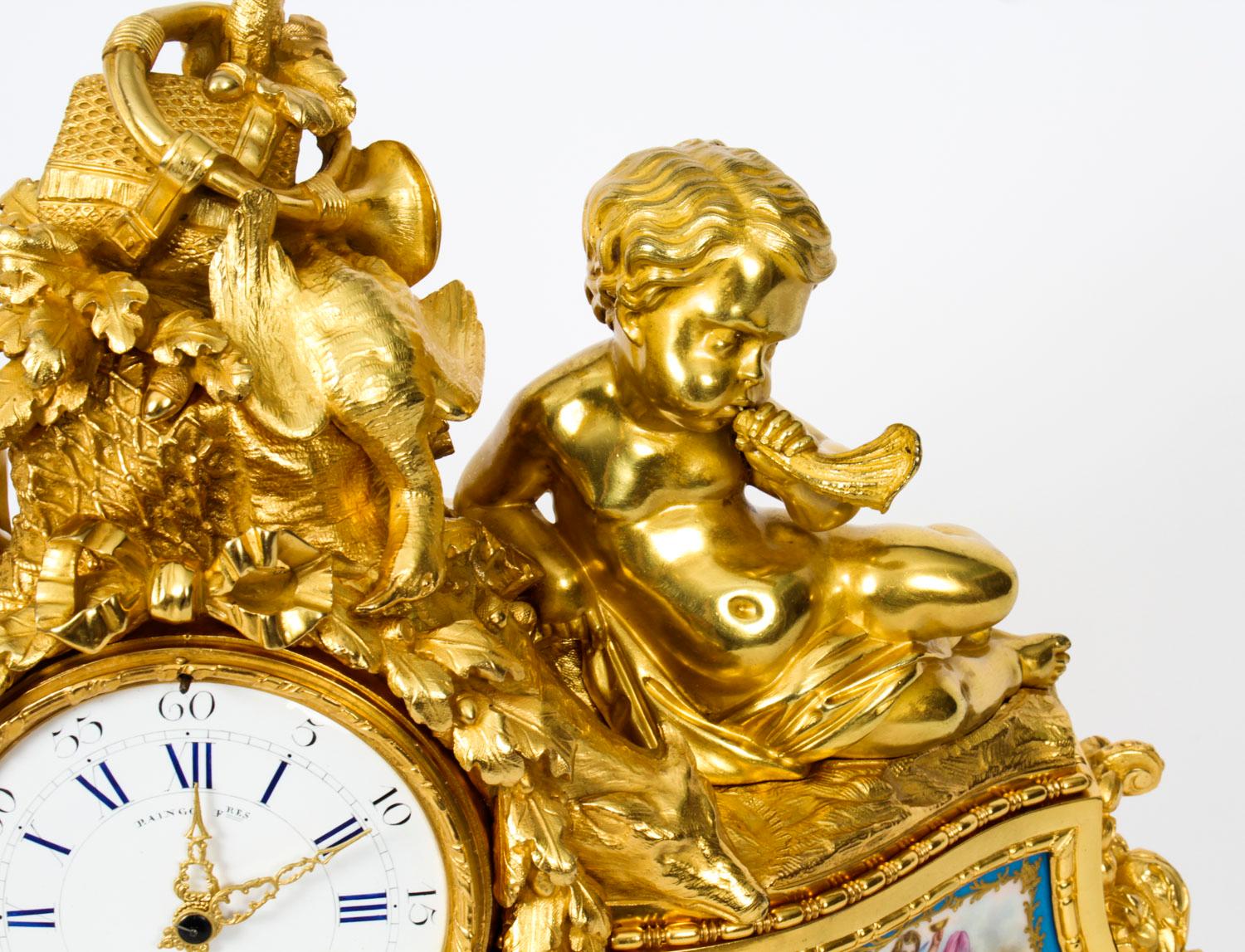Antike französische Sevres-Porzellan-Goldbronze-Uhr von Raingo Freres, 19. Jahrhundert im Zustand „Gut“ im Angebot in London, GB