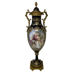 Antique French Sèvres Style Porcelain Ormolu Gilt Bronze Dore Vase Centerpiece