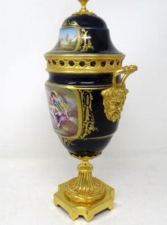 Antique French Sèvres Porcelain Ormolu Gilt Bronze Urn Vase Potpourri