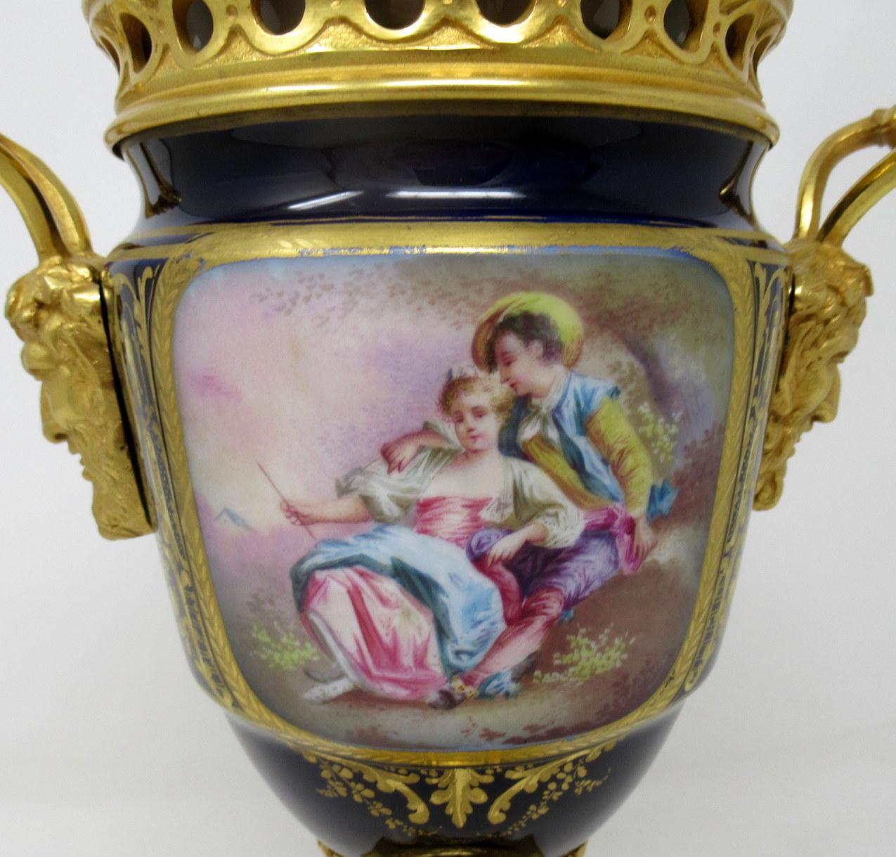 19th Century Antique French Sèvres Porcelain Ormolu Gilt Bronze Urn Vase Potpourri