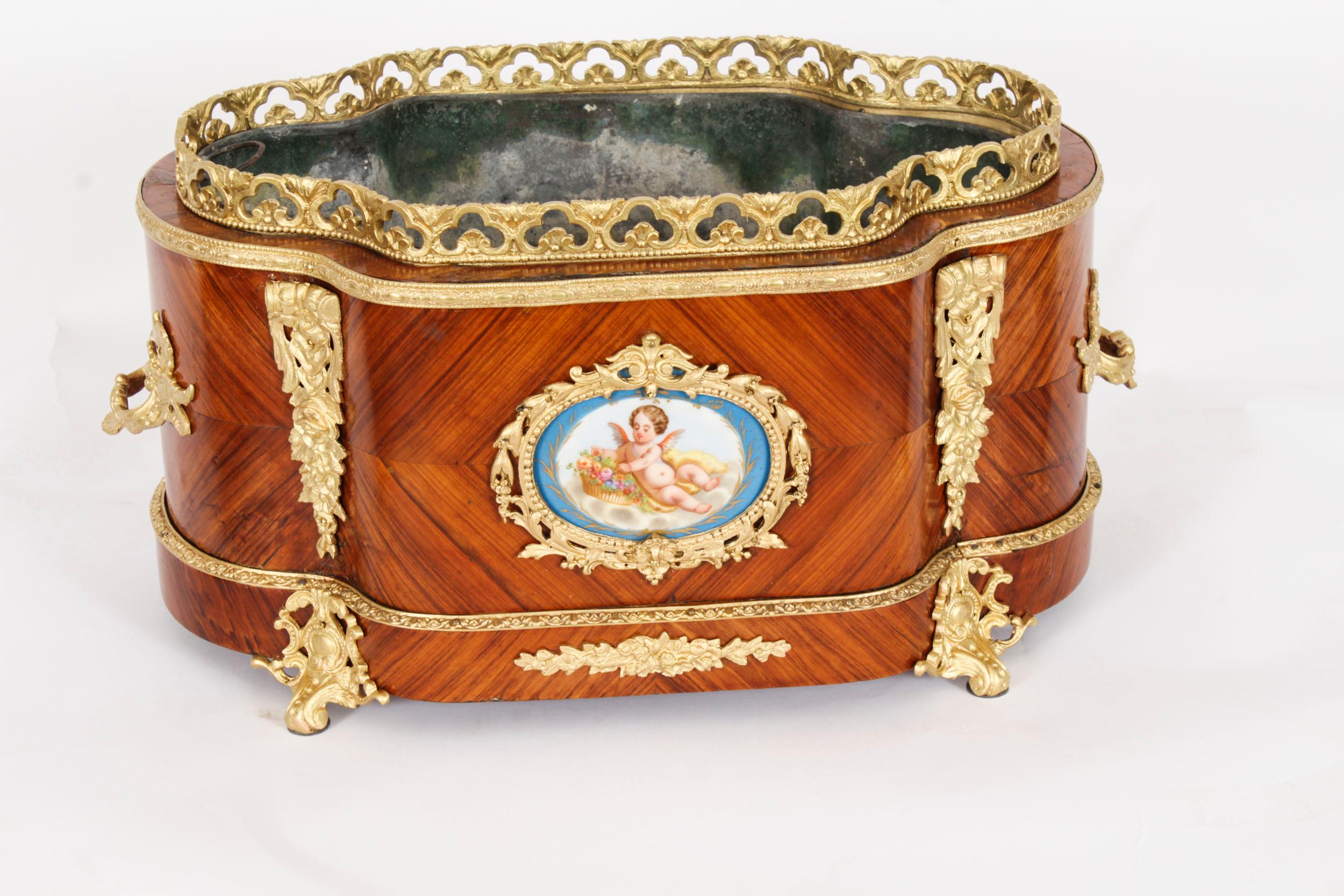 Louis XV Antique French Sevres Porcelain Ormolu Mounted Planter Jardiniere 19th Century For Sale