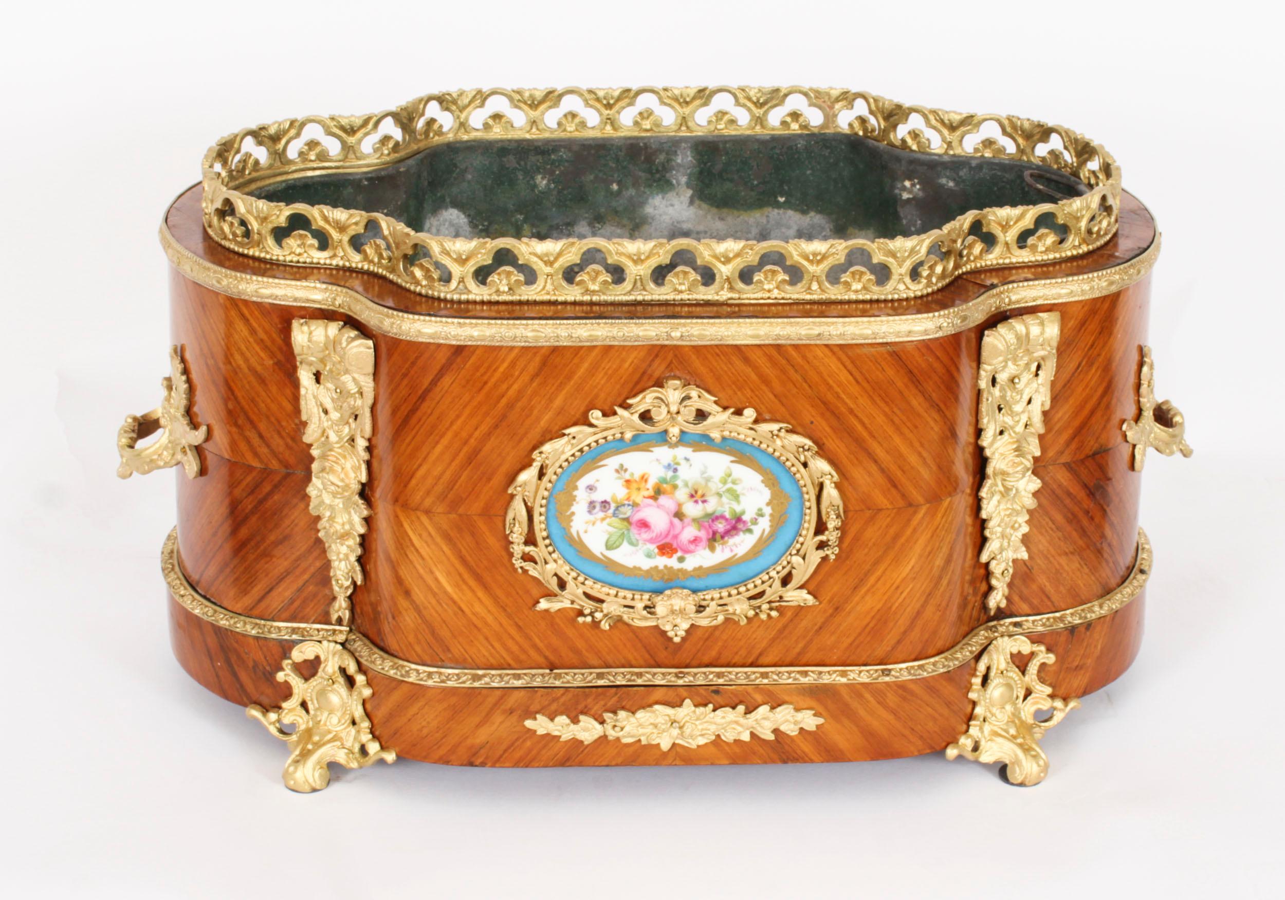 Antique French Sevres Porcelain Ormolu Mounted Planter Jardiniere 19th Century 3