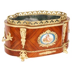 Antique French Sevres Porcelain Ormolu Mounted Planter Jardiniere 19th Century