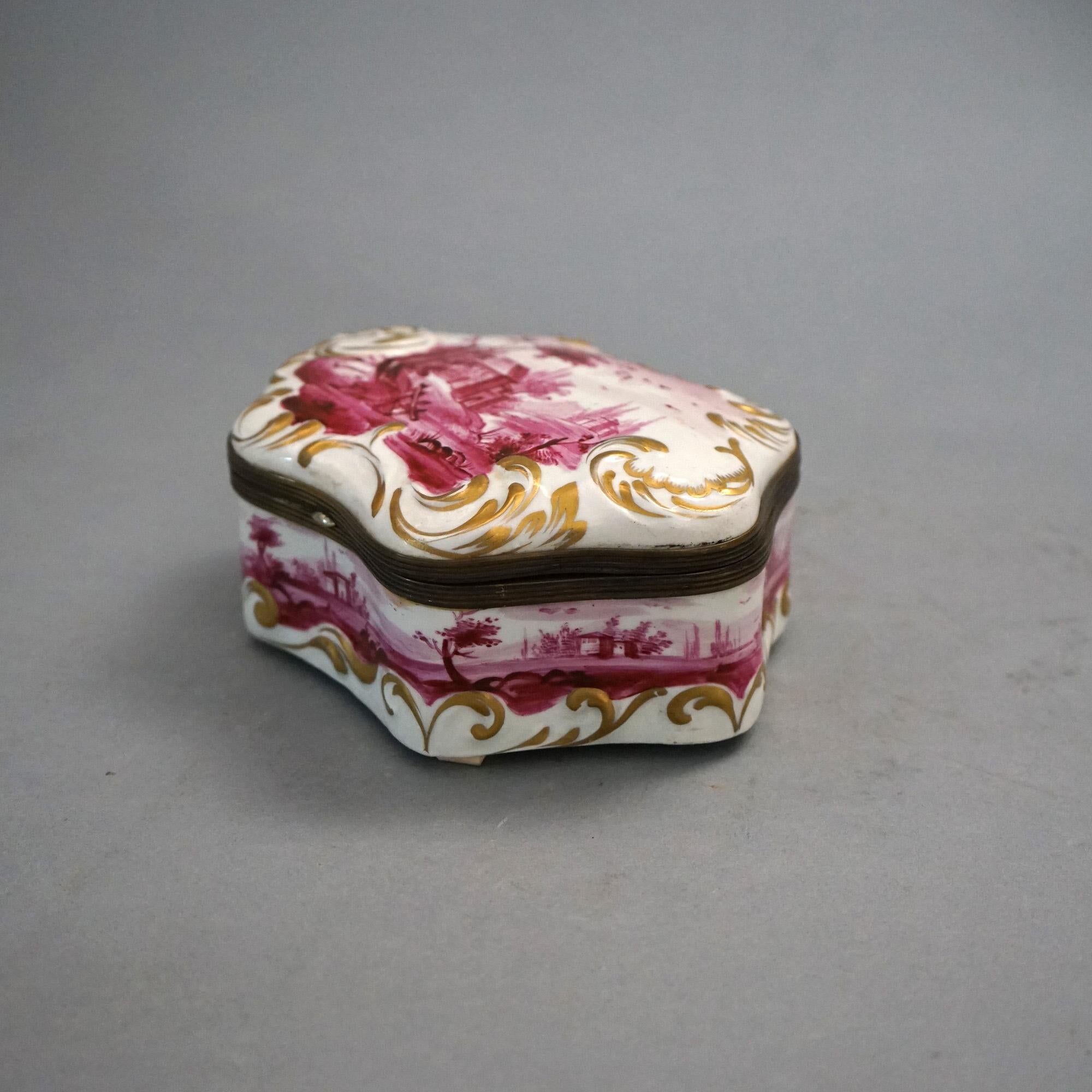 Antique French Sevrés Porcelain Polychrome & Gilt Decorated Dresser Box C1890 For Sale 1