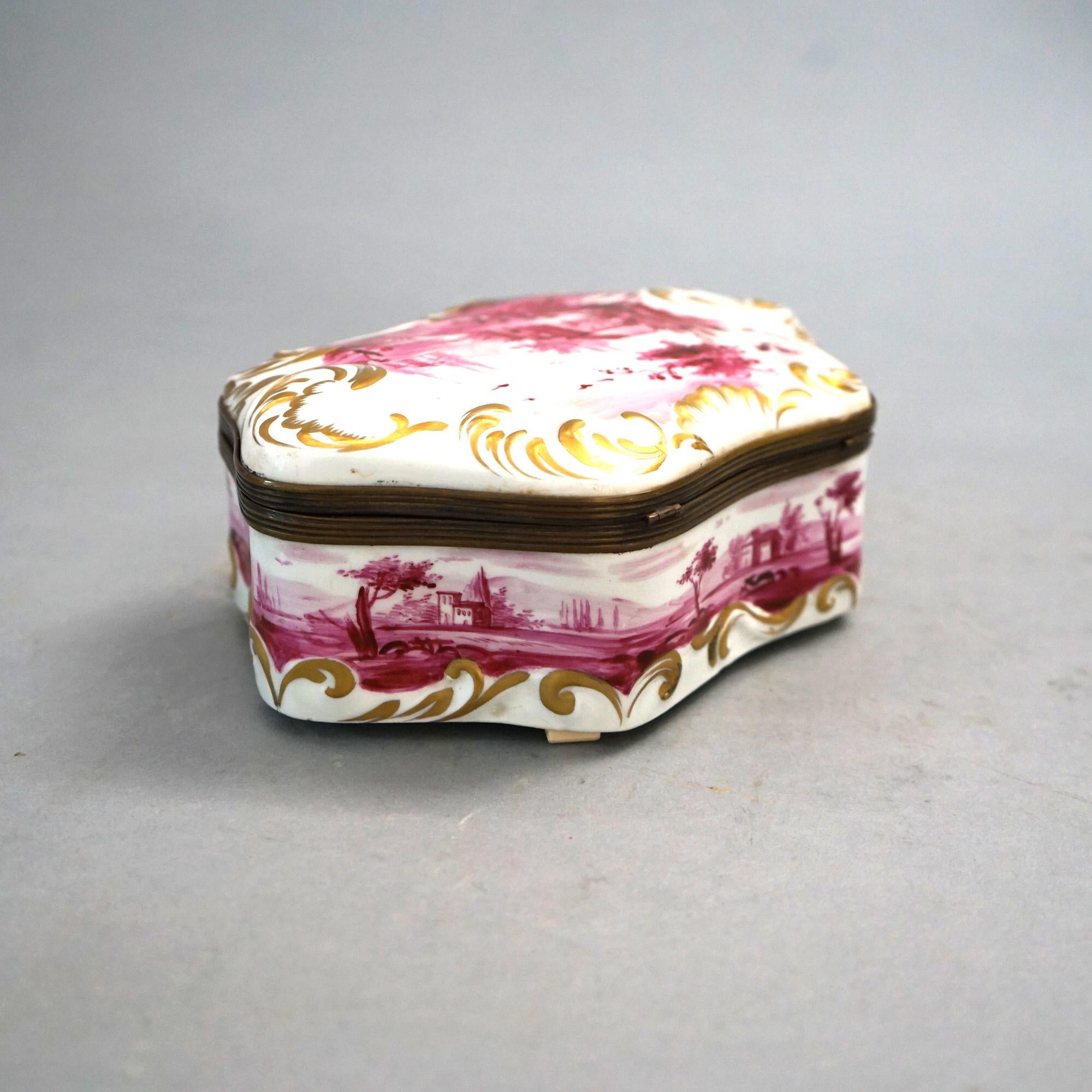 Antique French Sevrés Porcelain Polychrome & Gilt Decorated Dresser Box C1890 For Sale 2