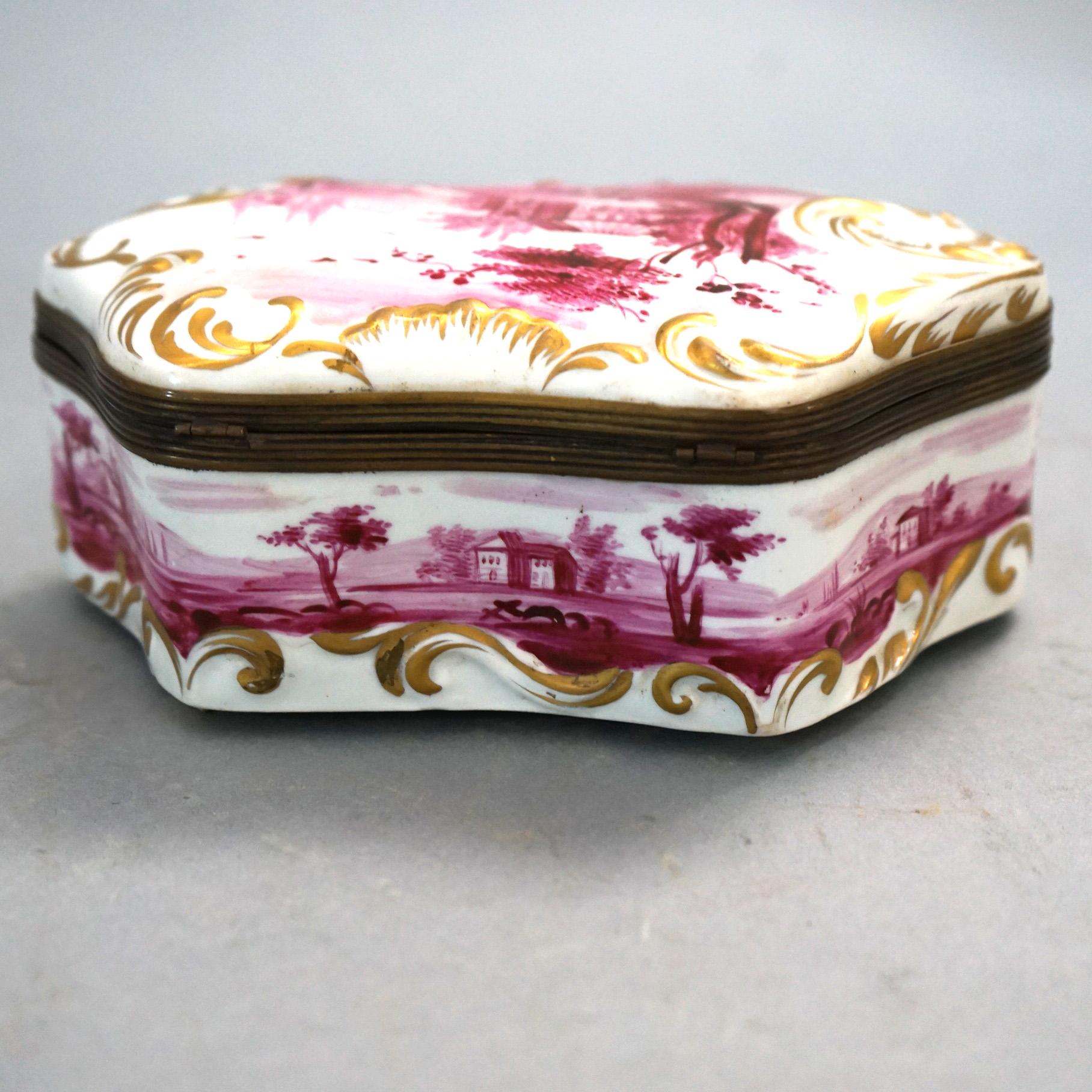 Antique French Sevrés Porcelain Polychrome & Gilt Decorated Dresser Box C1890 For Sale 3