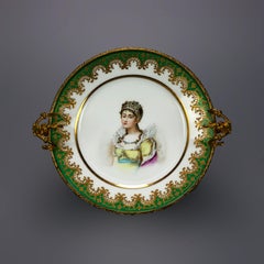 Antique French Sevres Porcelain Portrait Compote with Bronze Mounts, c1880