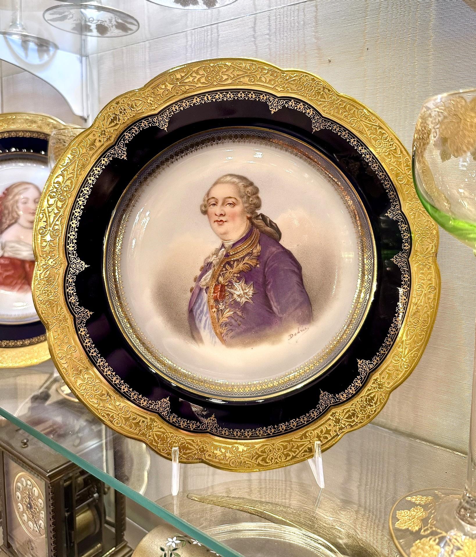 Antique French Sevres Porcelain Portrait Plate of King Louis XVI, Circa 1846. For Sale 2