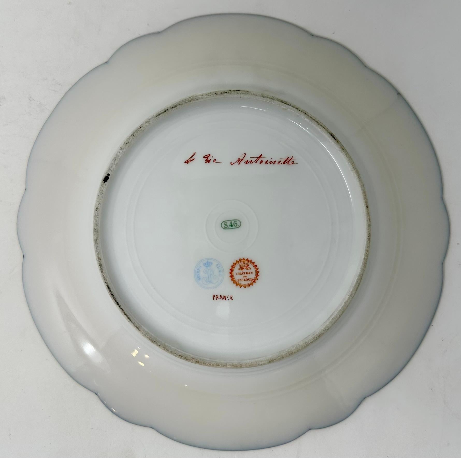 19th Century Antique French Sevres Porcelain Portrait Plate of Marie Antoinette, Circa 1846. For Sale