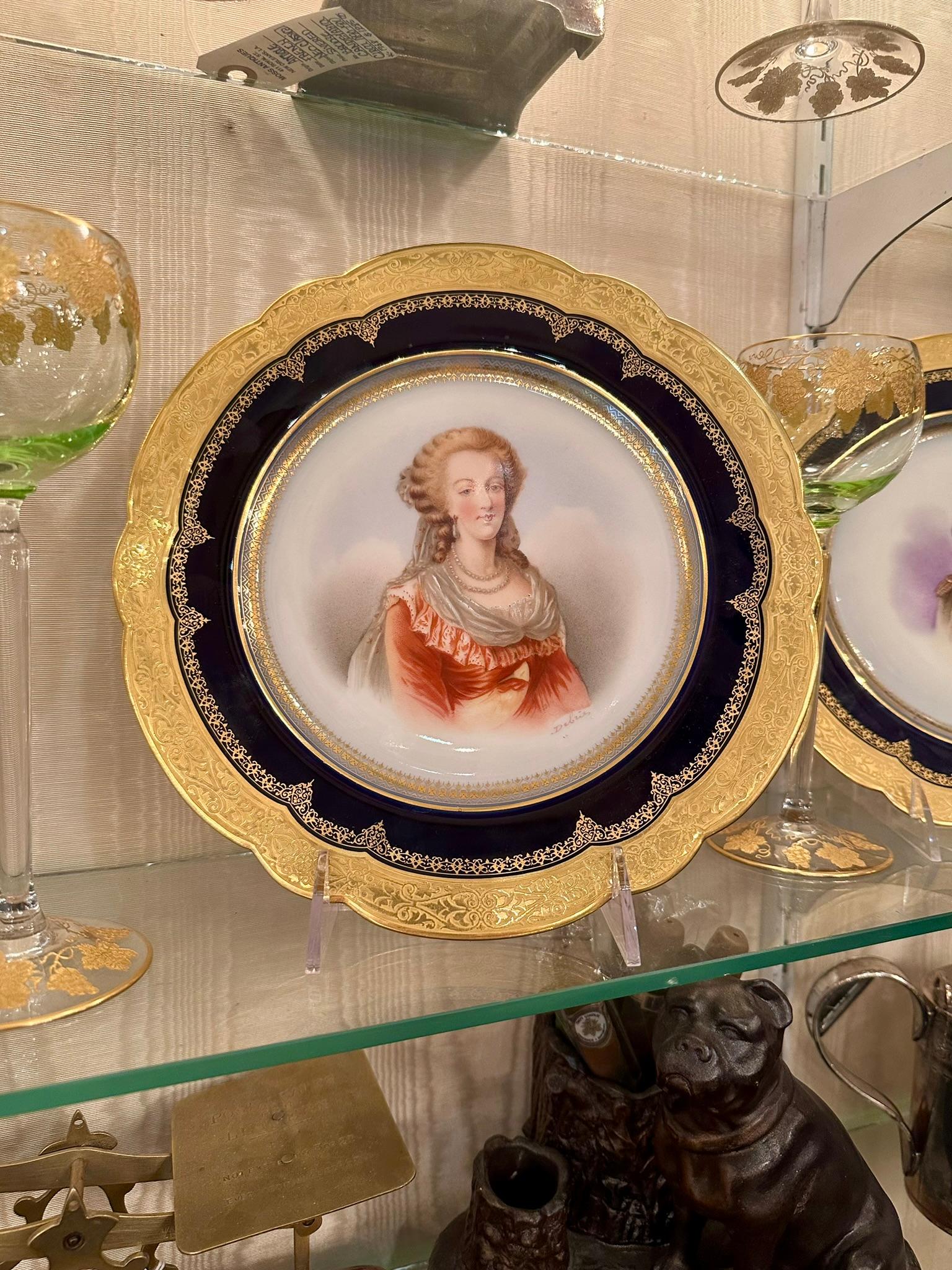 Antique French Sevres Porcelain Portrait Plate of Marie Antoinette, Circa 1846. For Sale 2