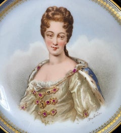 Antique French Sevres Porcelain Portrait Plate of the Duchess of Burgundy C 1846
