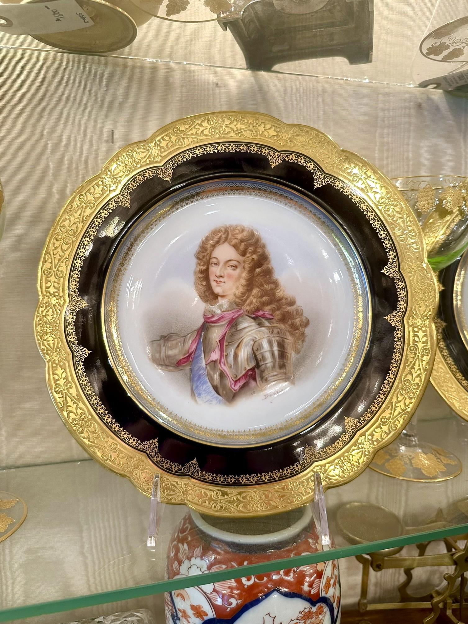 Antique French Sevres Porcelain Portrait Plate of the Duke of Burgundy Ca. 1846 For Sale 2