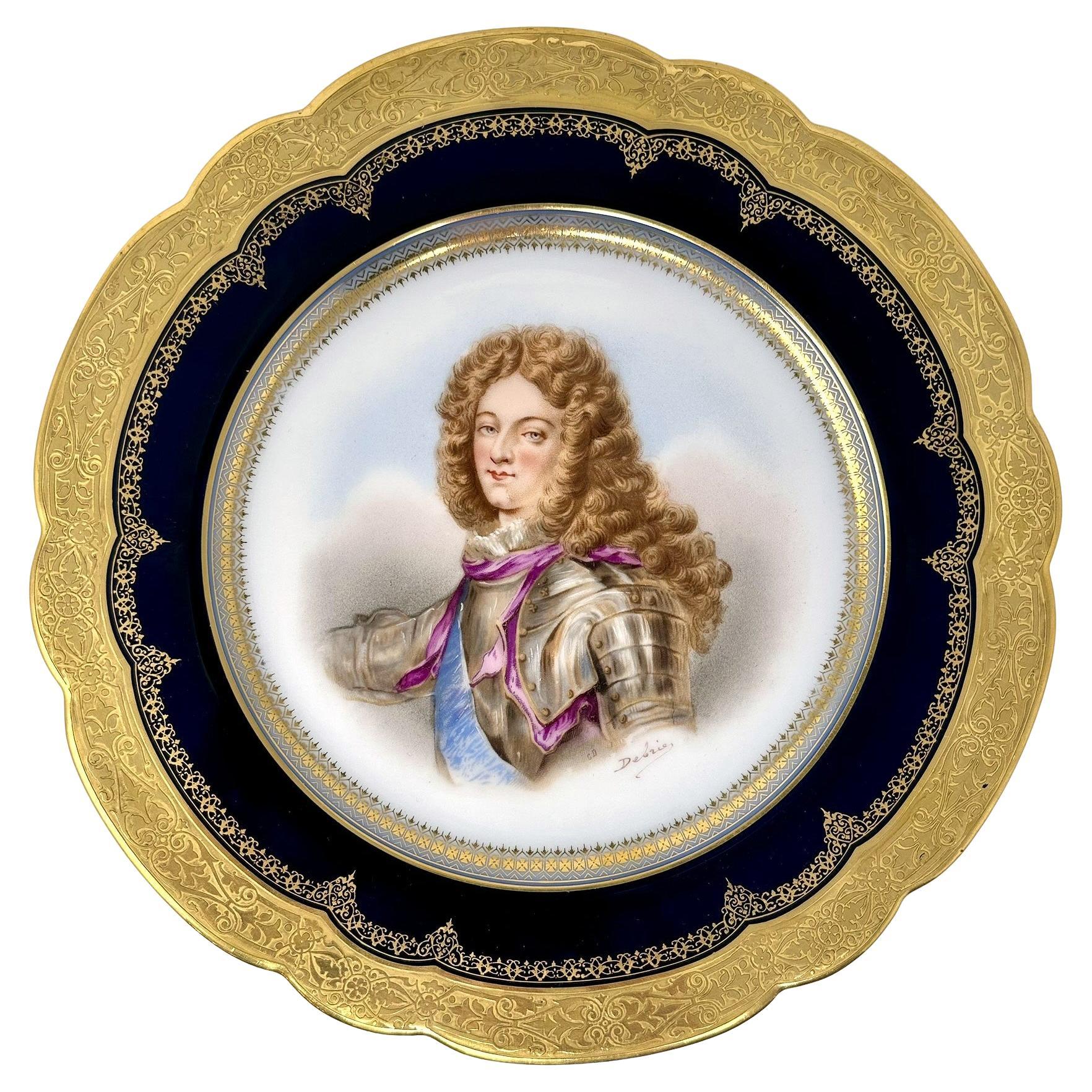 Antique French Sevres Porcelain Portrait Plate of the Duke of Burgundy Ca. 1846 For Sale