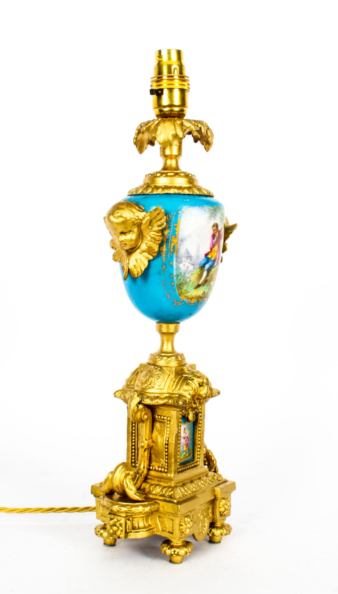 Antique French Sevres Porcelain Table Lamp, 19th C In Good Condition In London, GB