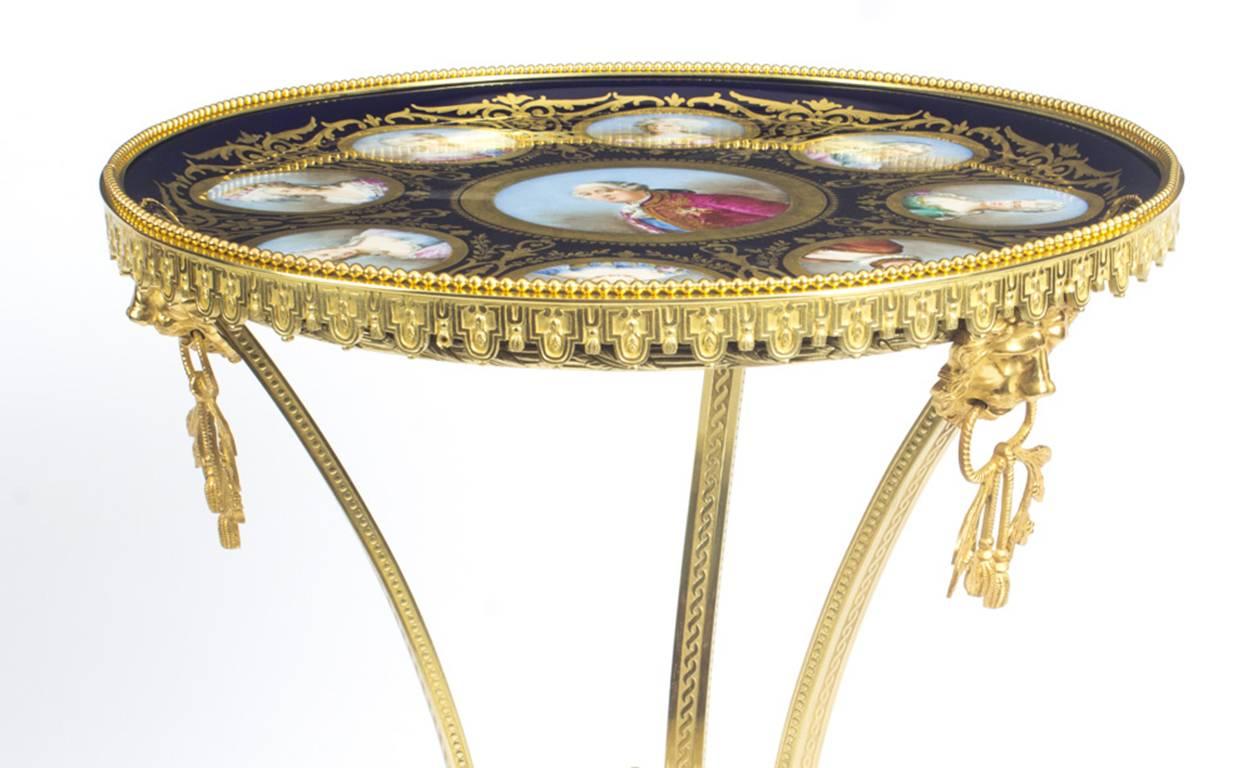 Antique French Sevres Porcelain Topped Gilt Bronze Table, 18th Century 6