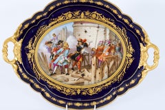 Antique French Sevres Porcelain Tray Prise de Valenciennes Moreaux Late 19th C