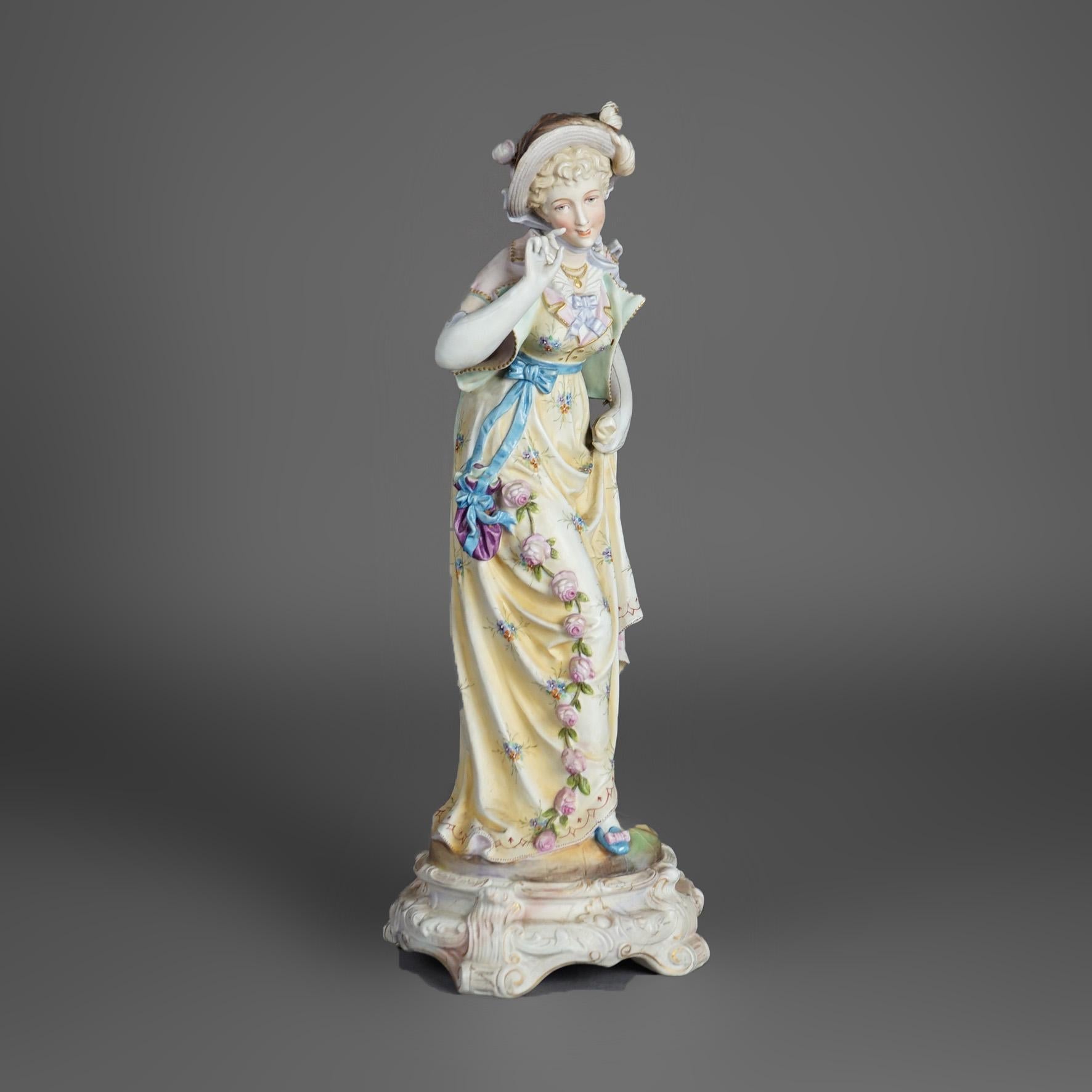 Antique French Sevrés School Polychrome Porcelain Hand Painted Figurine C1890 In Good Condition For Sale In Big Flats, NY