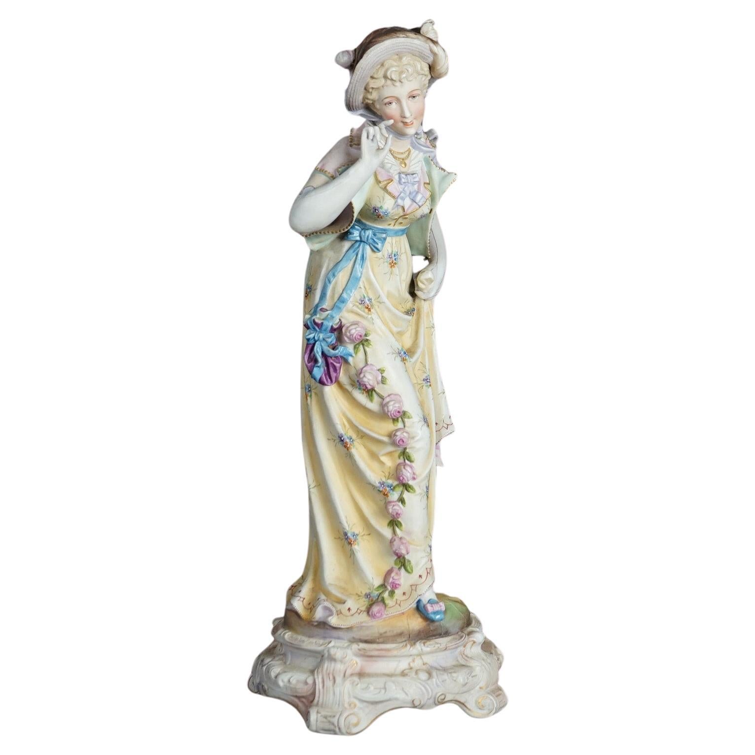Antique French Sevrés School Polychrome Porcelain Hand Painted Figurine C1890 For Sale