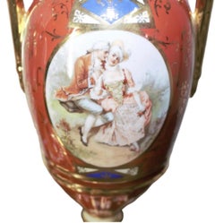 Antique French Sèvres Style, lampade da tavolo in porcellana dipinte a mano e in ottone